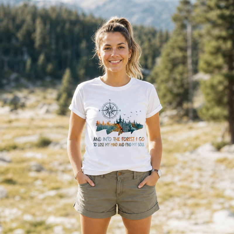 And Into the Forest I Go Bear Compass T-Shirt