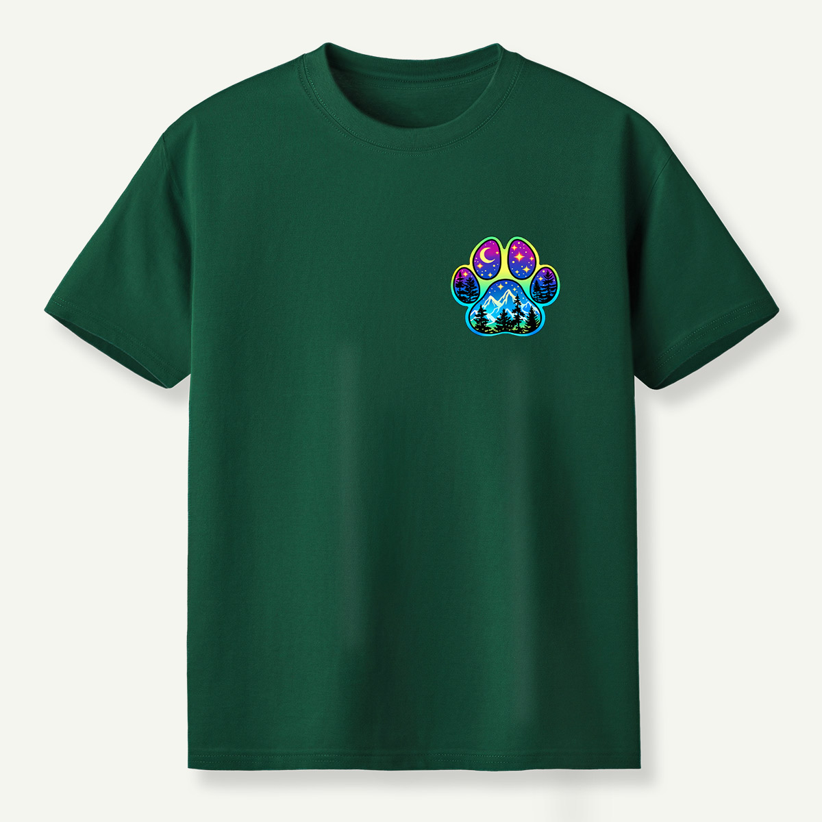 Celestial Mountain Forest Paw Print T-Shirt