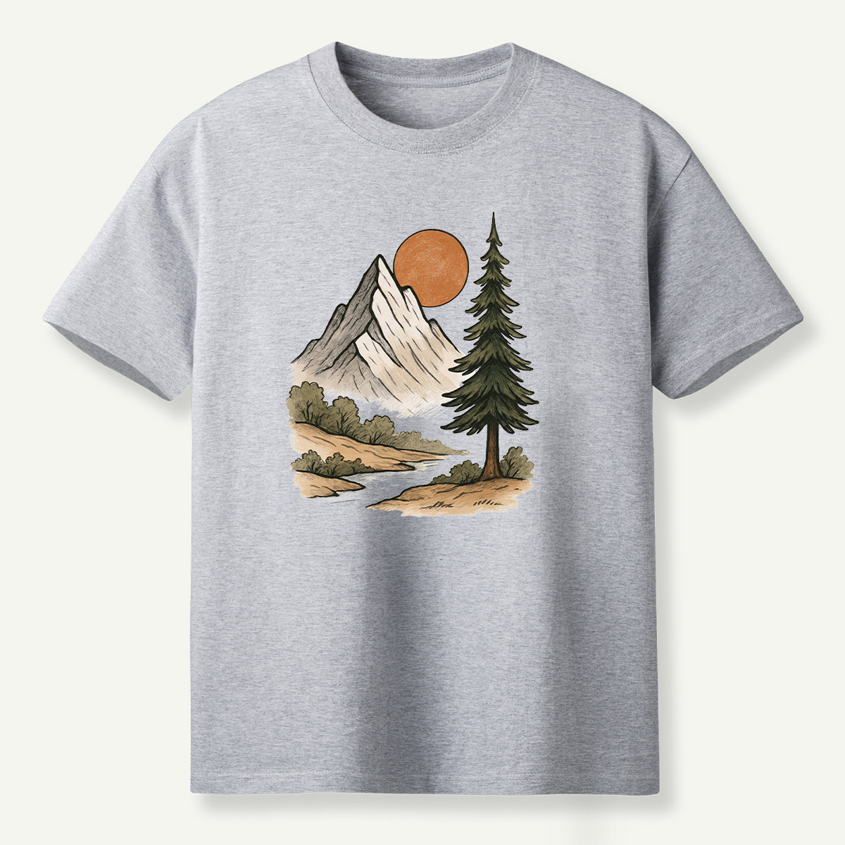 Mountain Sunset Pine River Landscape T-Shirt