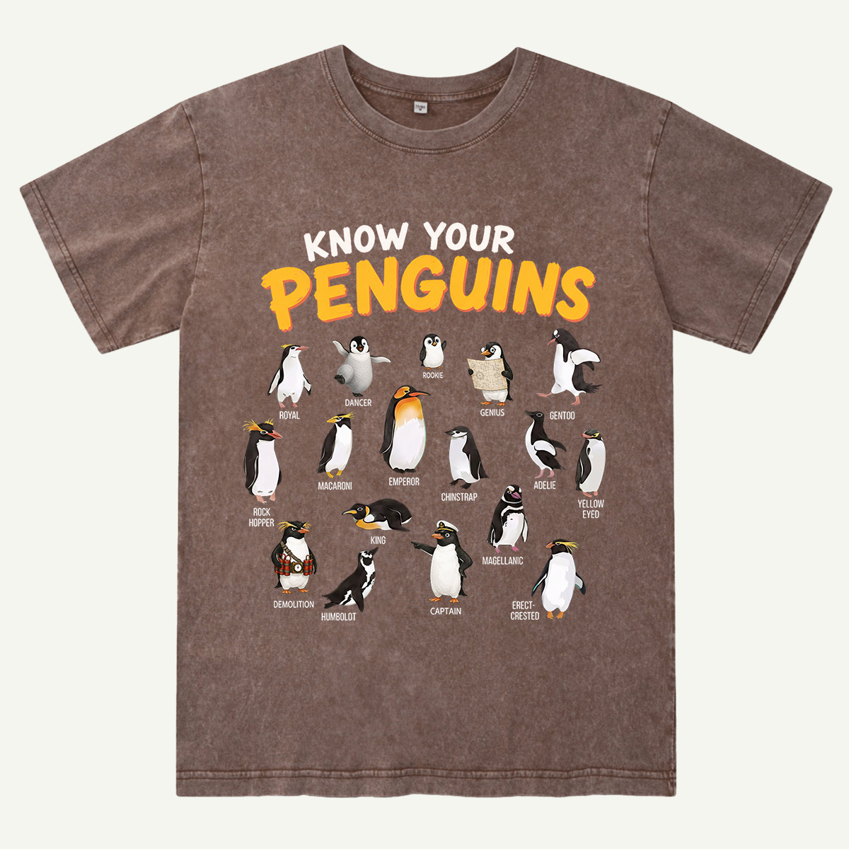 Know Your Penguins Penguin Species Washed T-Shirt