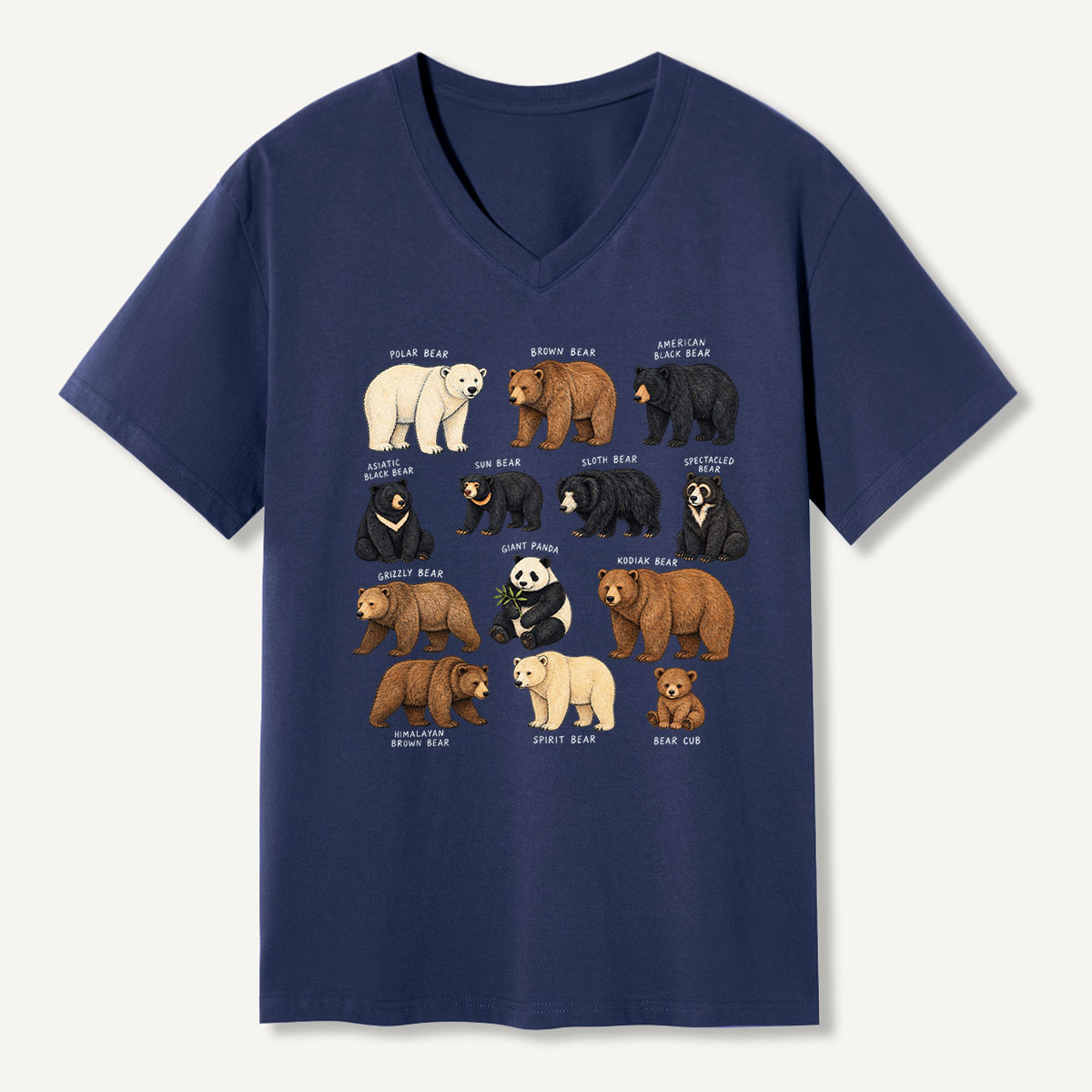 Bears Of The World Wildlife Field Guide V-neck T-Shirt