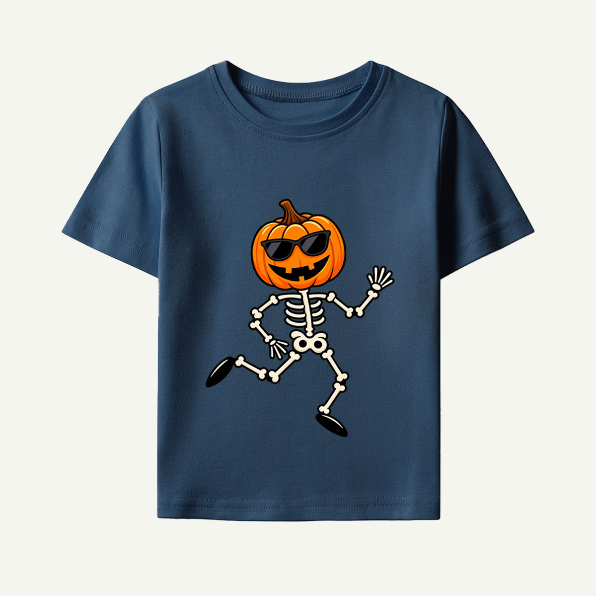 Cool Pumpkin Skeleton Running Kids T-Shirt