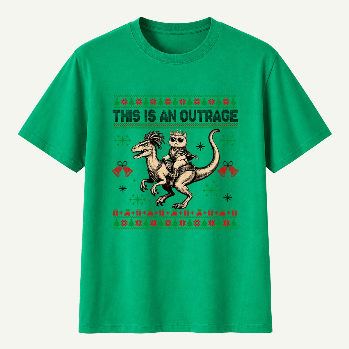 This Is An Outrage Dinosaur Christmas T-Shirt