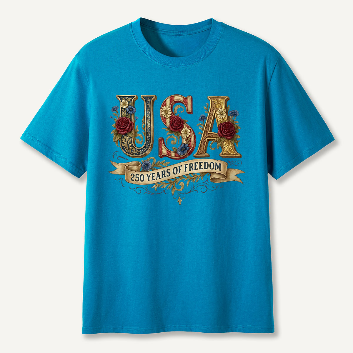 USA 250 Years of Freedom Floral T-Shirt