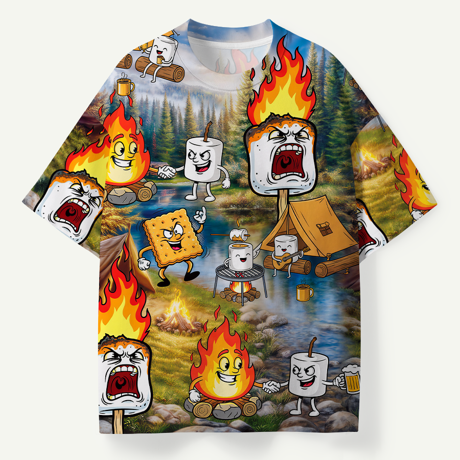 Campfire Marshmallow Camping Party Premium Pure Cotton Tee
