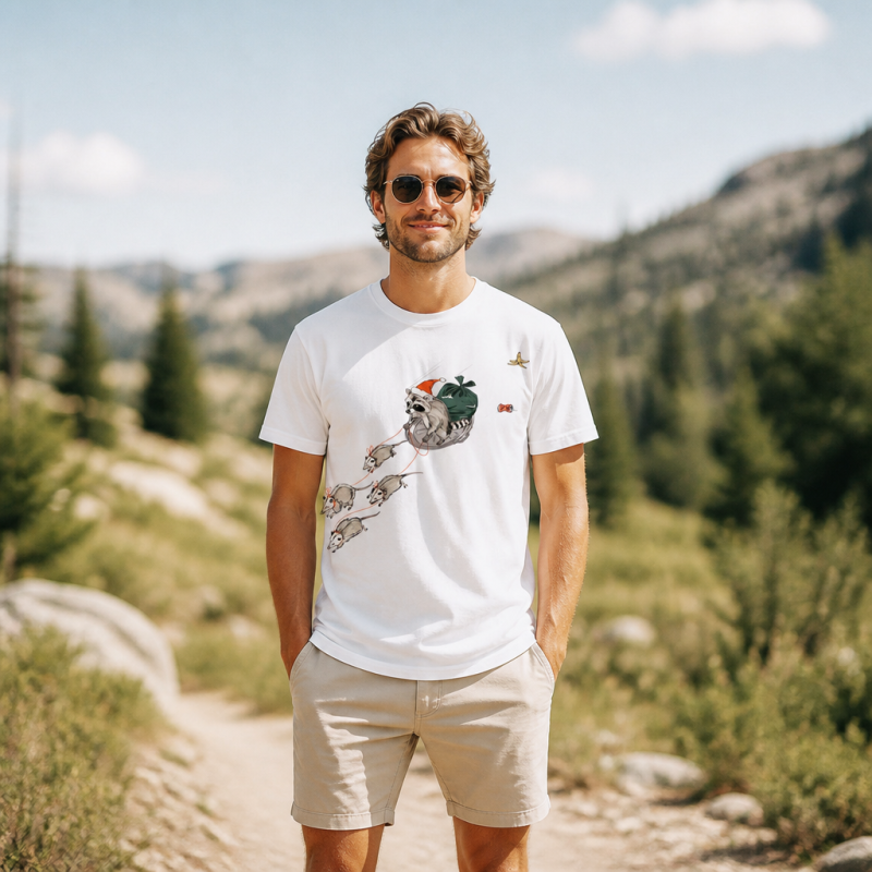 Holiday Possum Sleigh Funny Christmas T-Shirt
