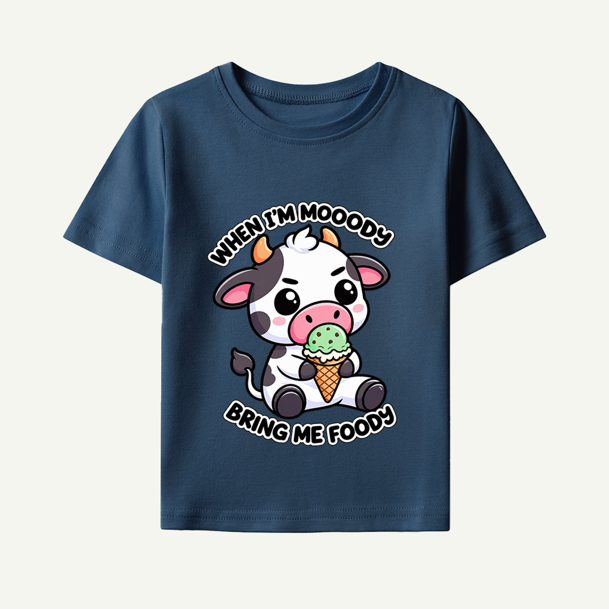 When Im Moody Bring Me Foody Cute Cow Quote Kids T-Shirt