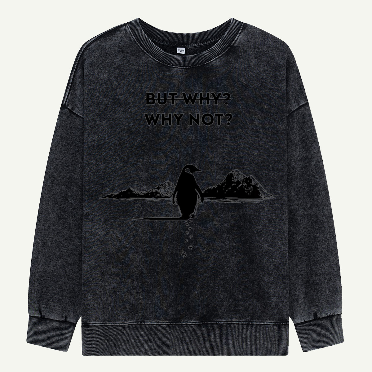 But Why Why Not Penguin Adventure Washed Sweatshirts