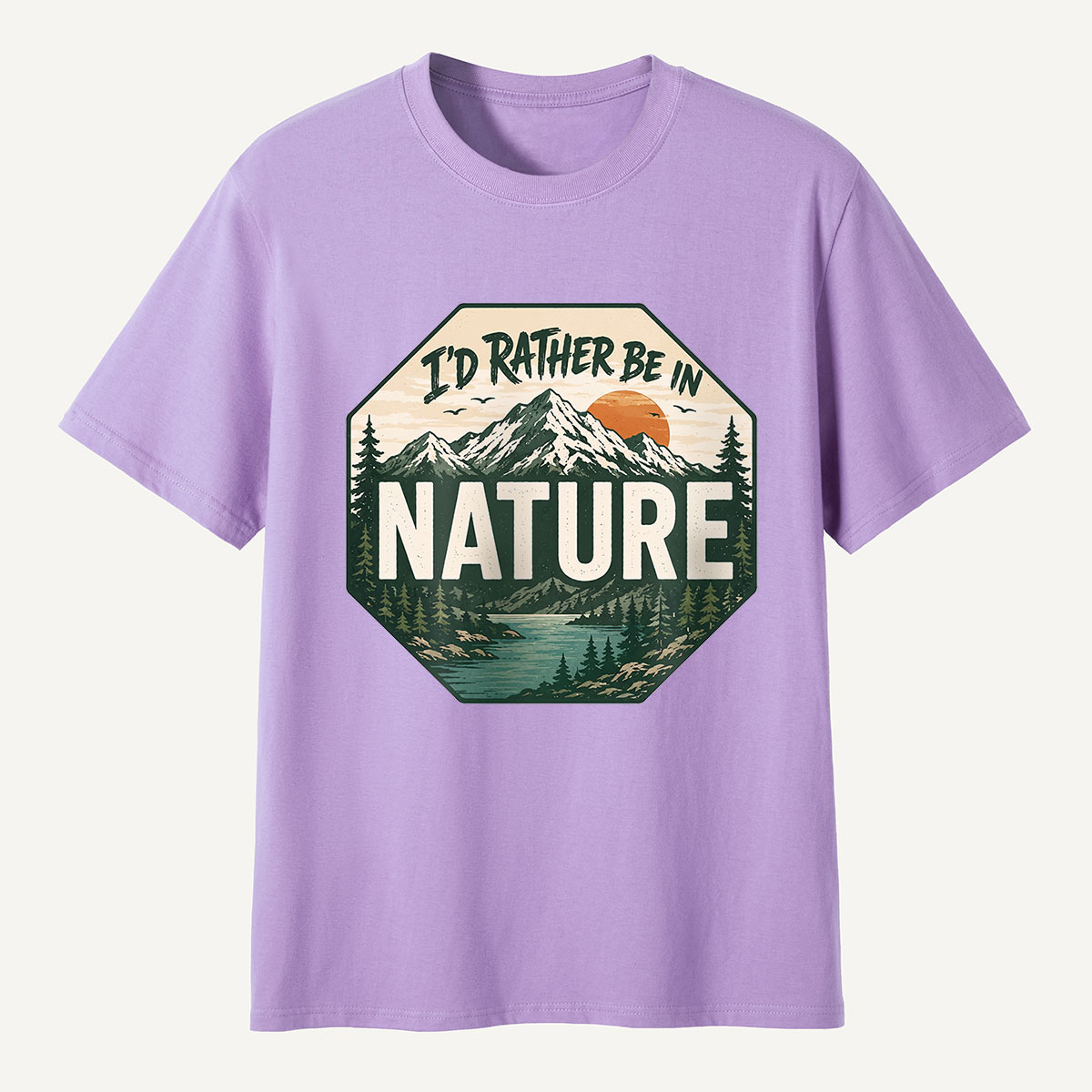 I’d Rather Be in Nature Mountain Stop Sign T-Shirt