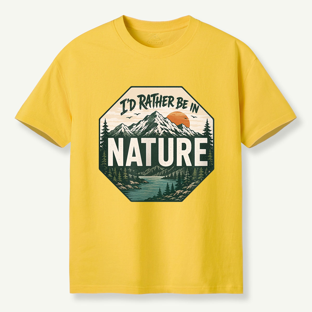 I’d Rather Be in Nature Mountain Stop Sign T-Shirt