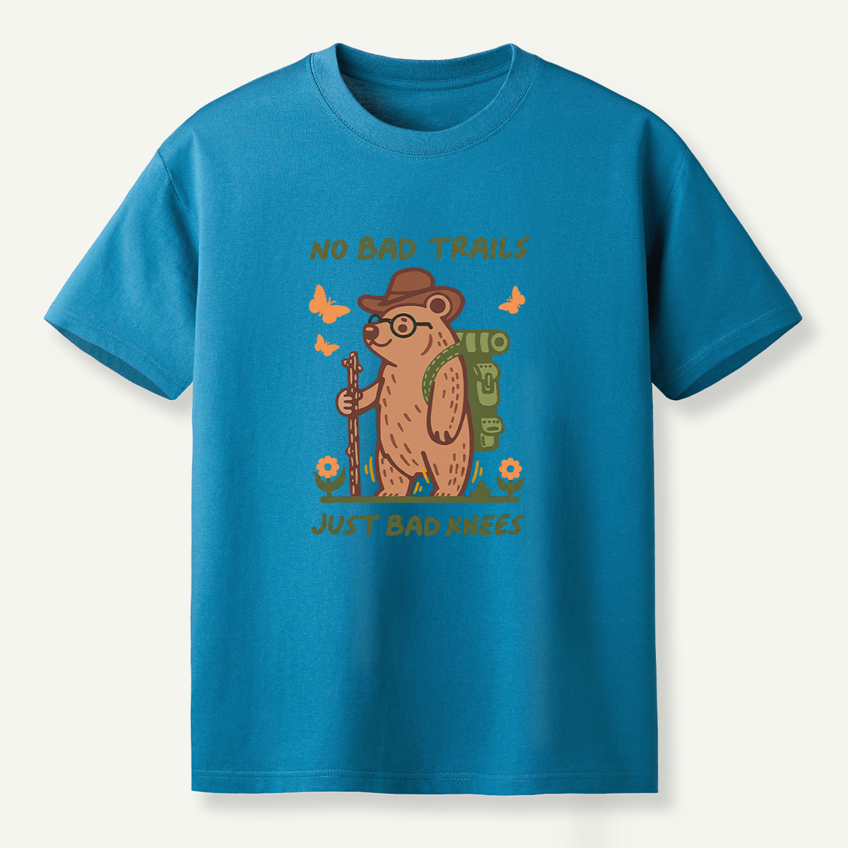 No Bad Trails Just Bad Knees Hiking Bear T-Shirt