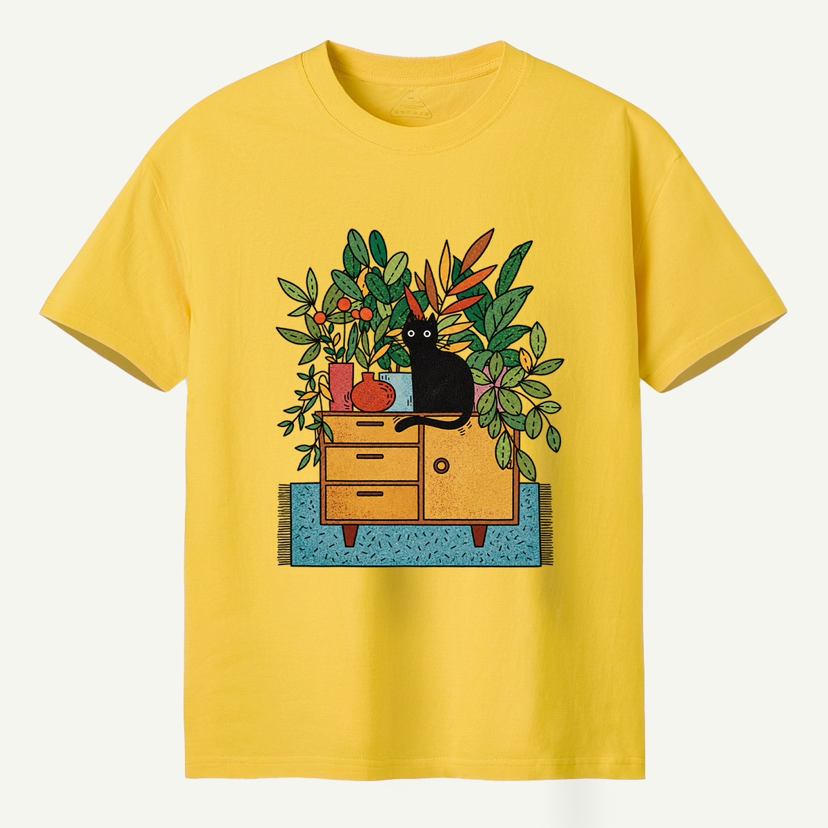 Black Cat Houseplant Cabinet Indoor Jungle T-Shirt