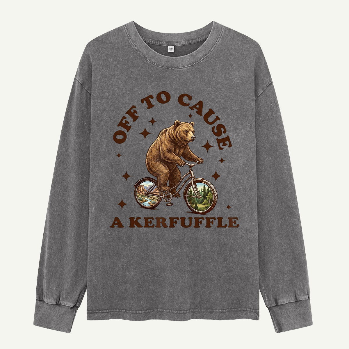 Off To Cause a Kerfuffle Bear Washed Long Sleeves