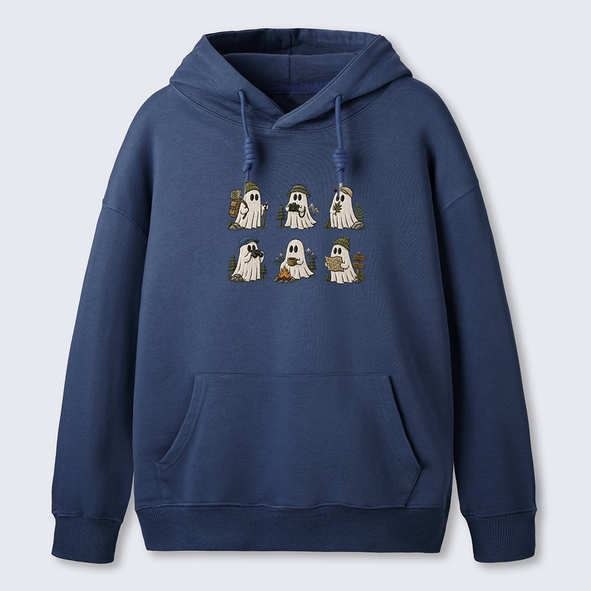 Costumed Ghosts Embroidered Cotton Hoodie