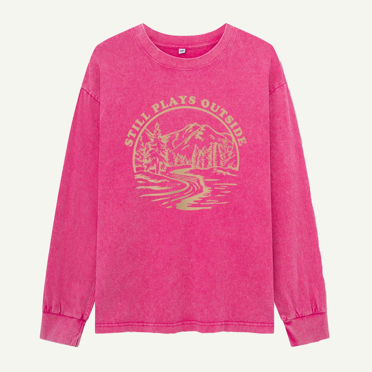 Still Plays Outside by the River Washed Long Sleeves