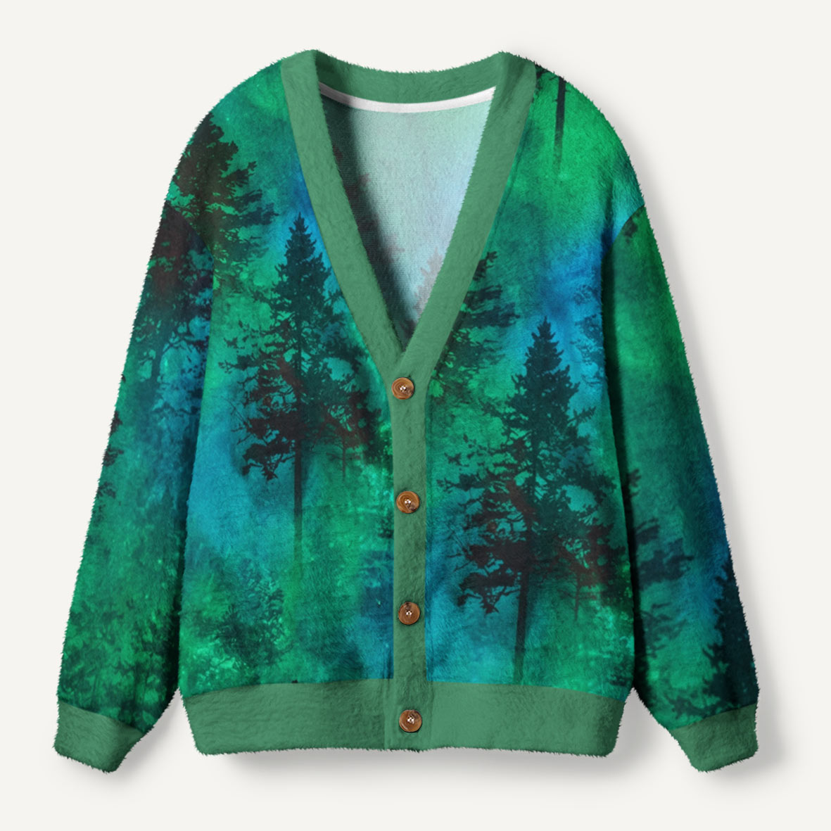 Nature Glowing Forest Tree Eco All-Over Print Ugly Cardigan Sweaters
