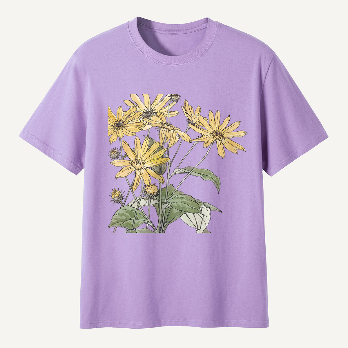 Yellow Wildflowers Botanical Illustration T-Shirt