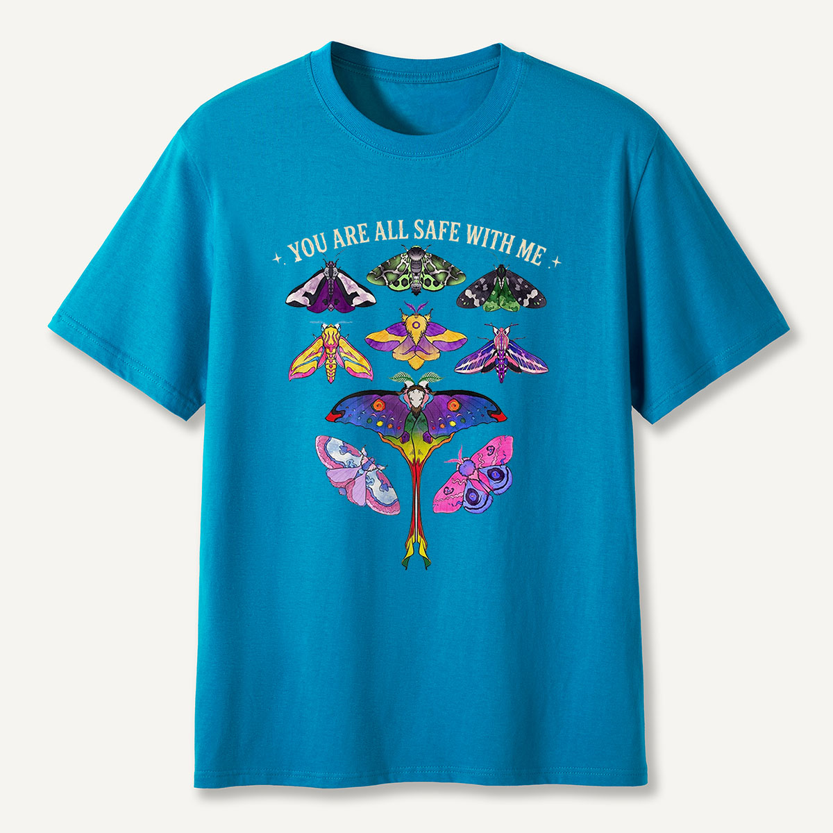 You Are Safe With Me Colorful Moth T-Shirt