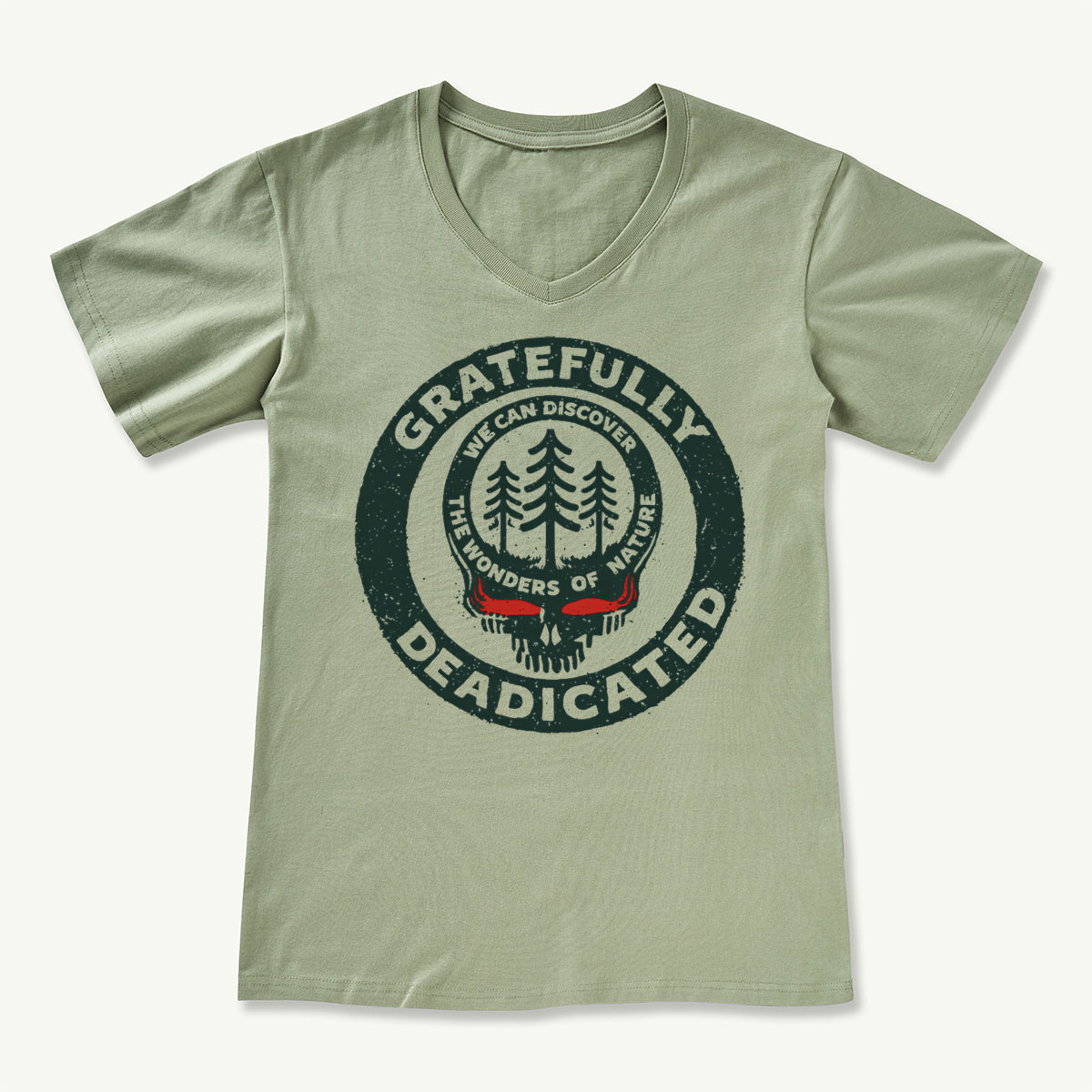 Gratefully Deadicated Stealie Grateful Dead Lightning Tree V-neck T-Shirt