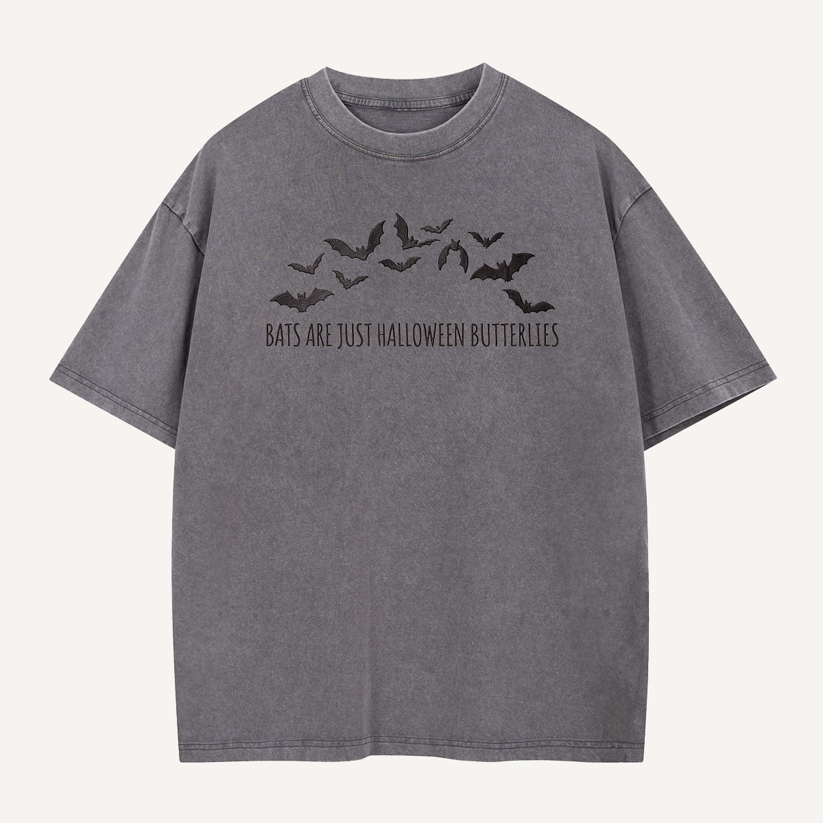 Halloween Butterflies Club Embroidered Washed T-Shirt