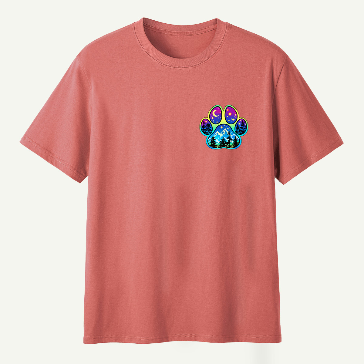 Celestial Mountain Forest Paw Print T-Shirt