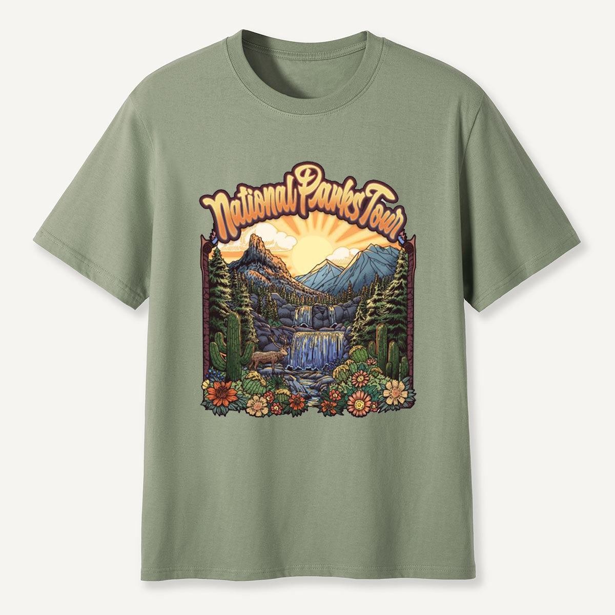 Mountain Waterfall Scenic Landscape National Parks T-Shirt