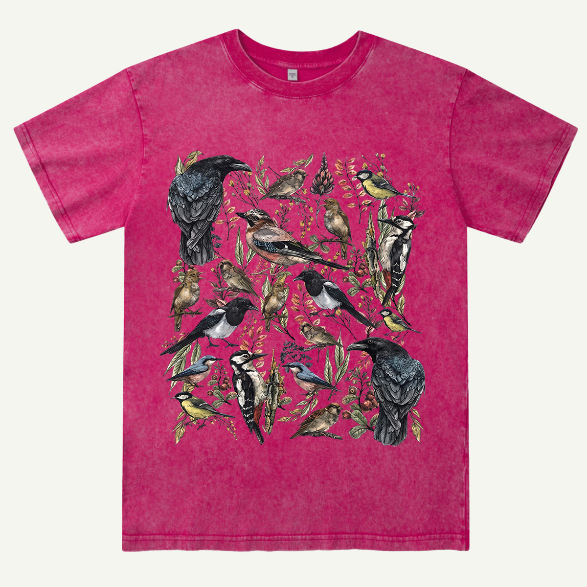 Vintage Wild Birds Botanical Washed T-Shirt