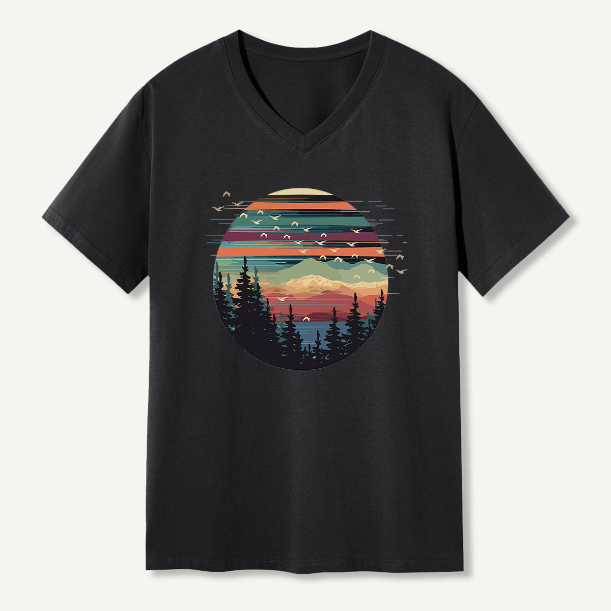 Penguin Sunset Mountain Escape V-neck T-Shirt