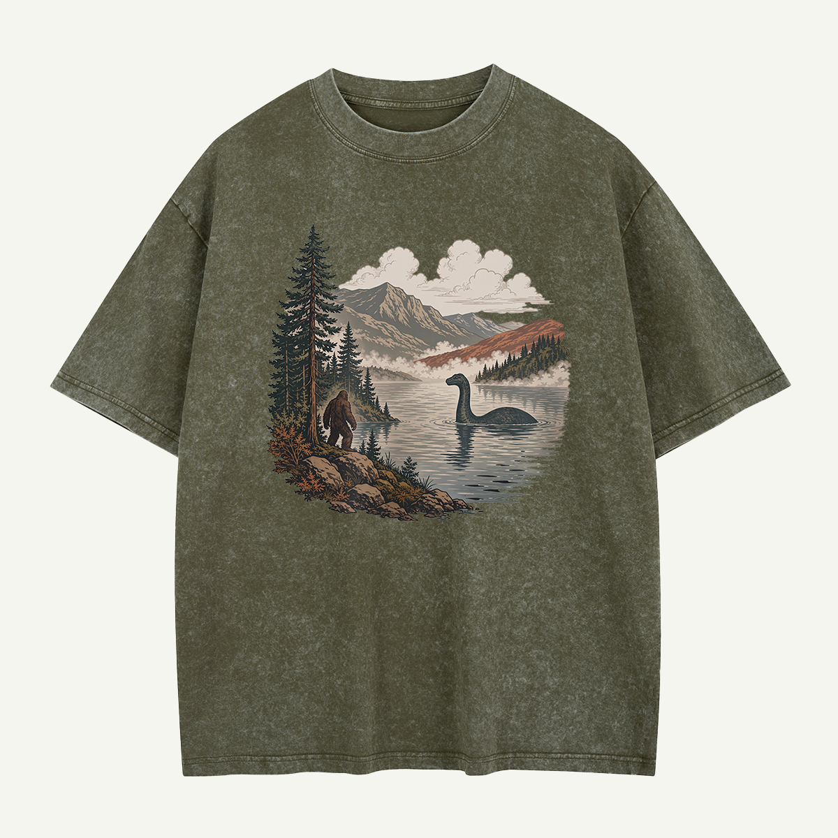 Bigfoot And Lake Monster Washed T-Shirt