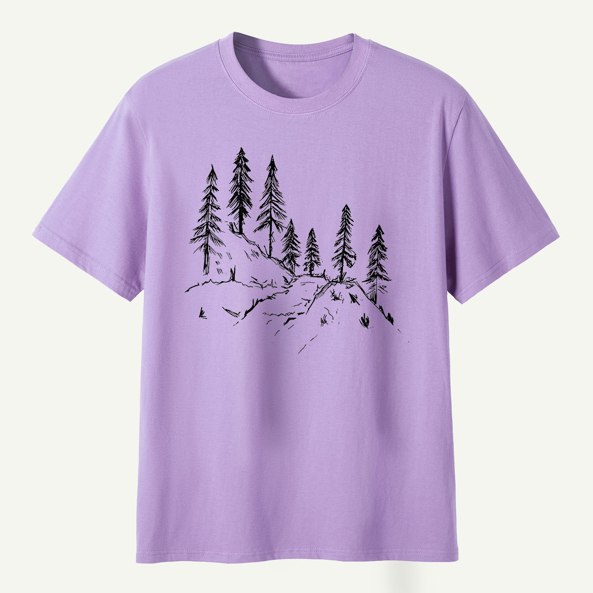 Pine Forest Ridge Line Art T-Shirt