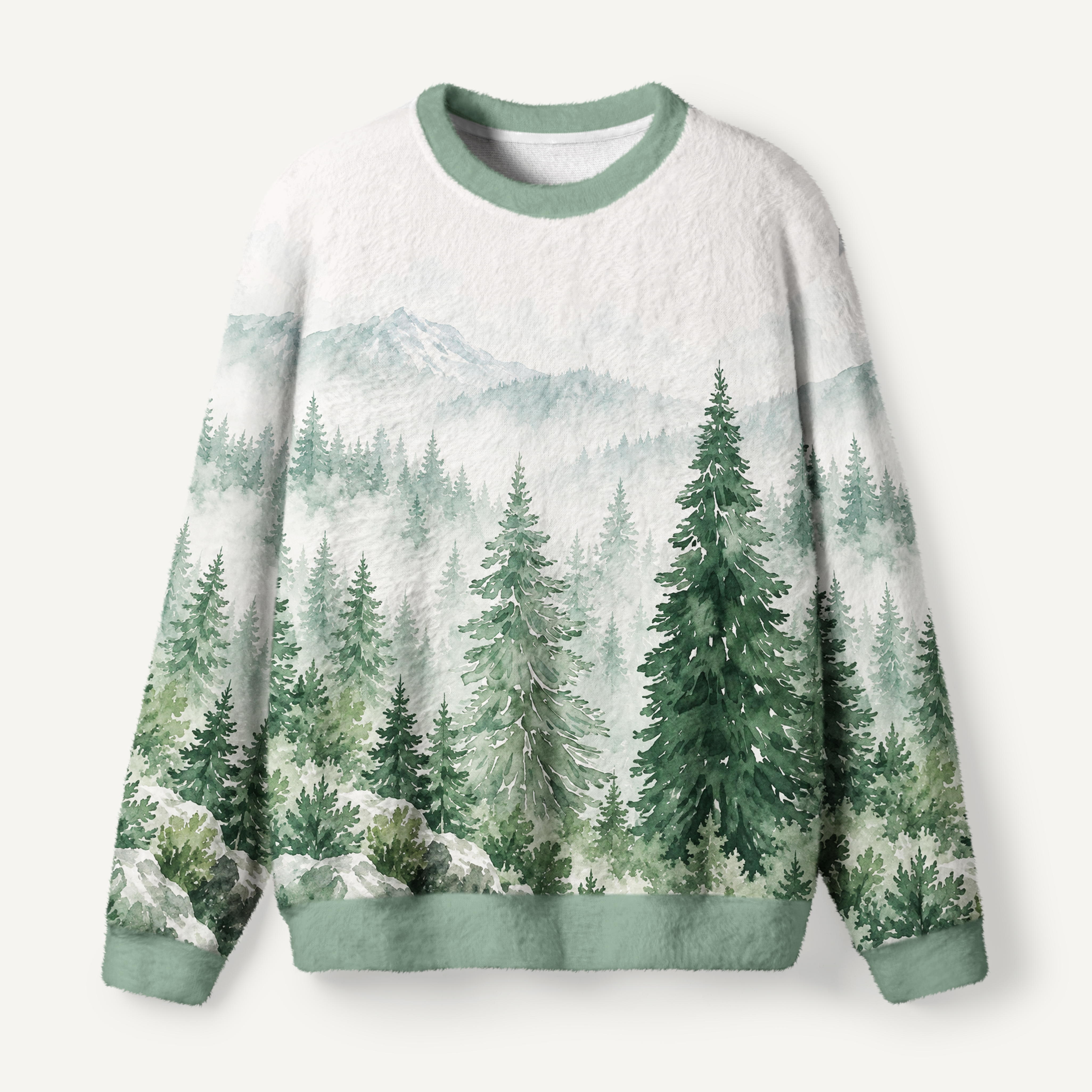 Moonlit Forest Flying Birds Ugly Fuzzy Fleece Sweatshirt