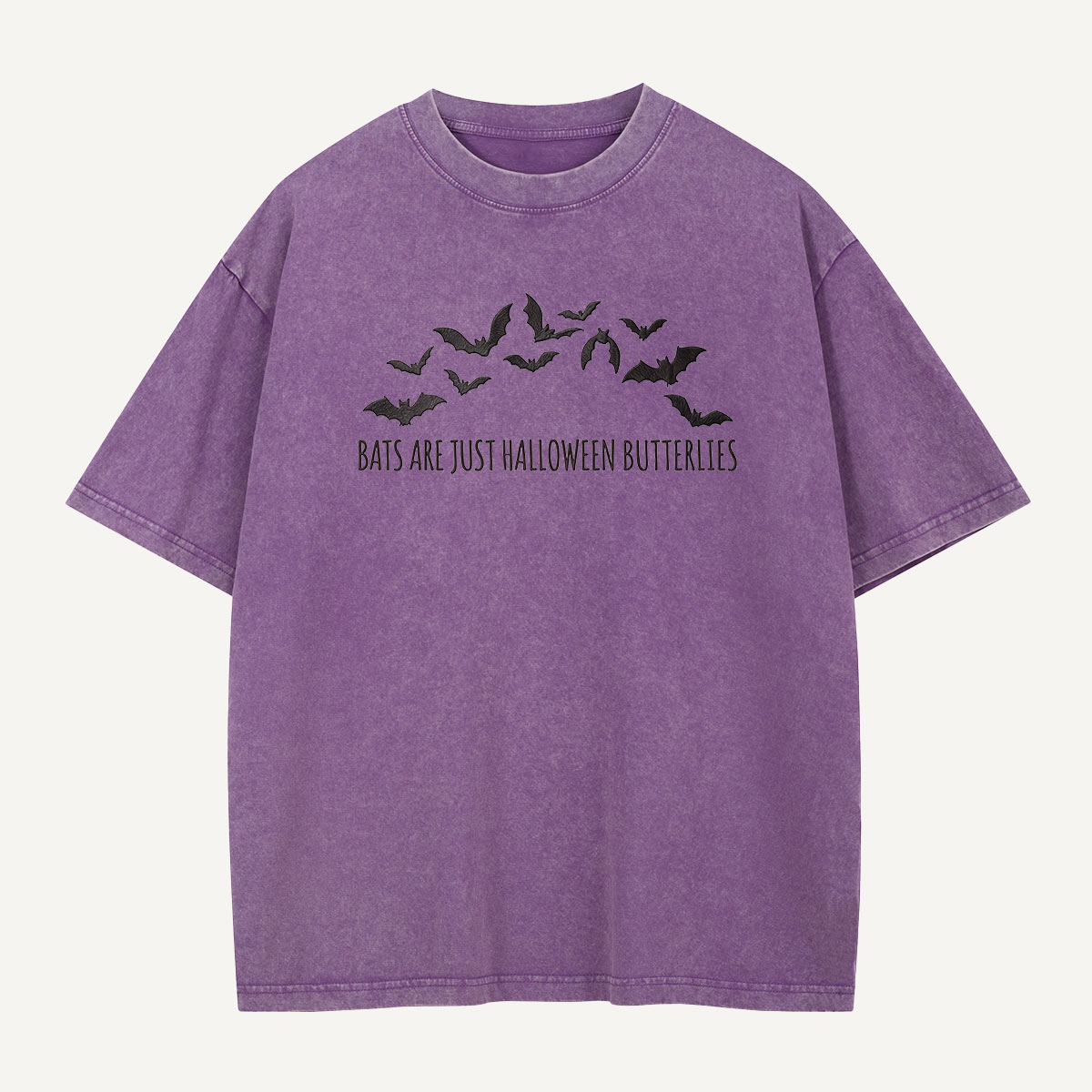 Halloween Butterflies Club Embroidered Washed T-Shirt
