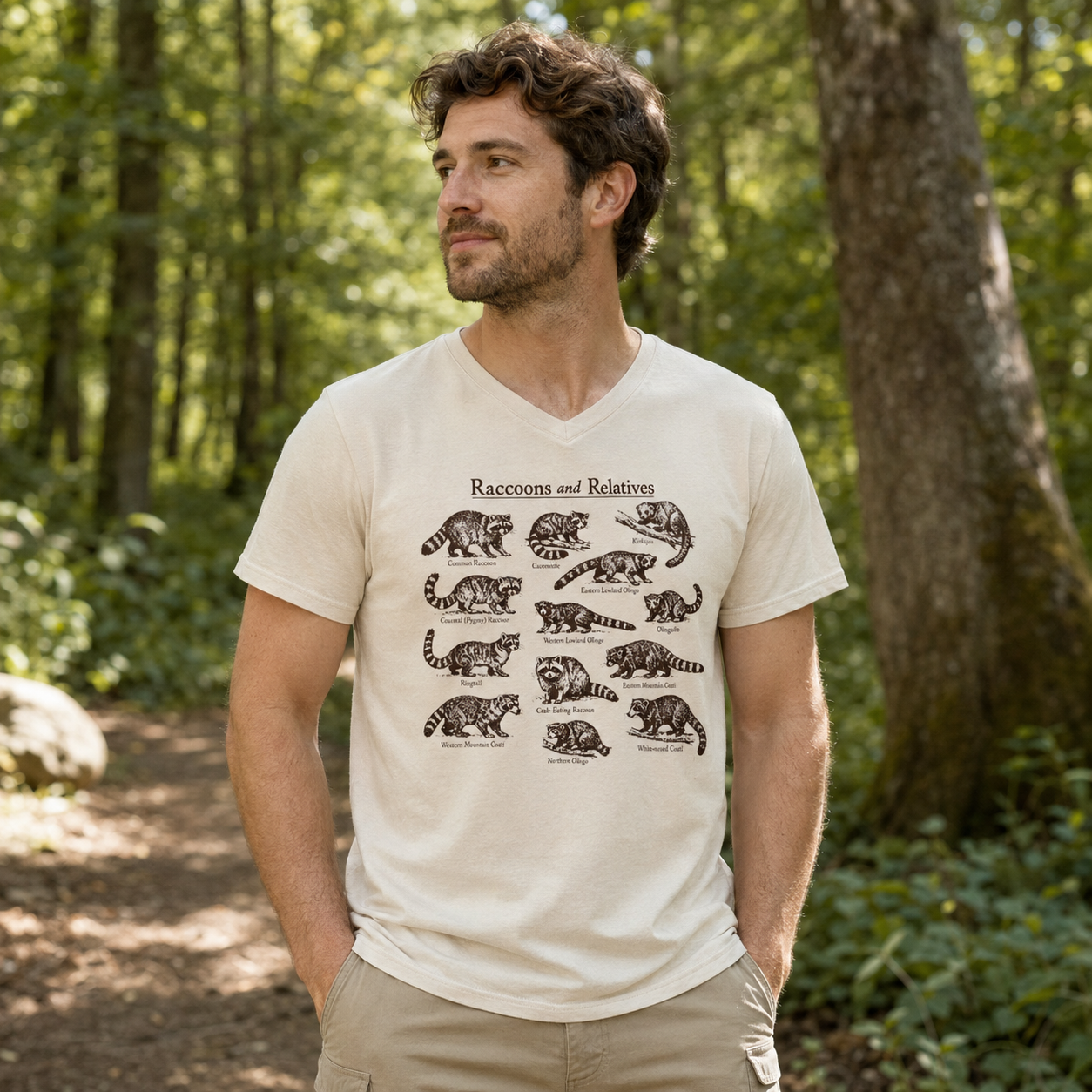 Raccoons And Relatives Vintage Field Guide V-neck T-Shirt
