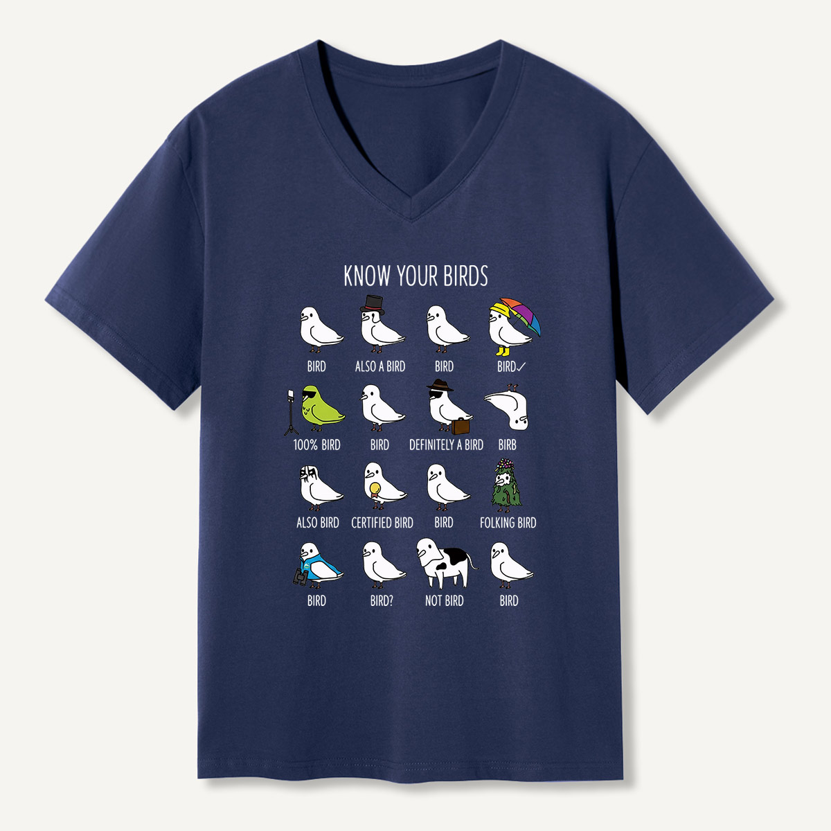 Know Your Birds Bird Chart V-neck T-Shirt