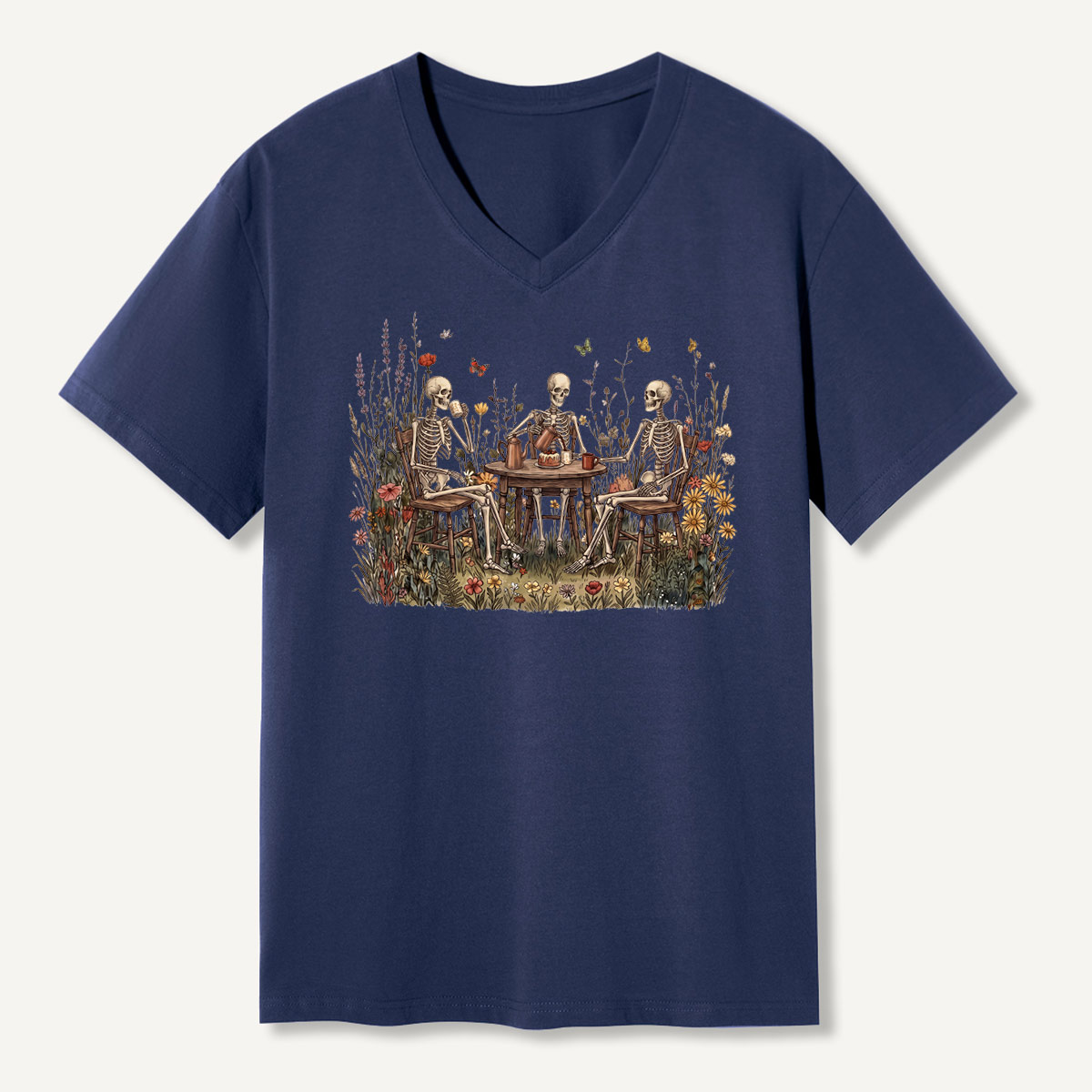 Woodland Garden Tea Party V-neck T-Shirt