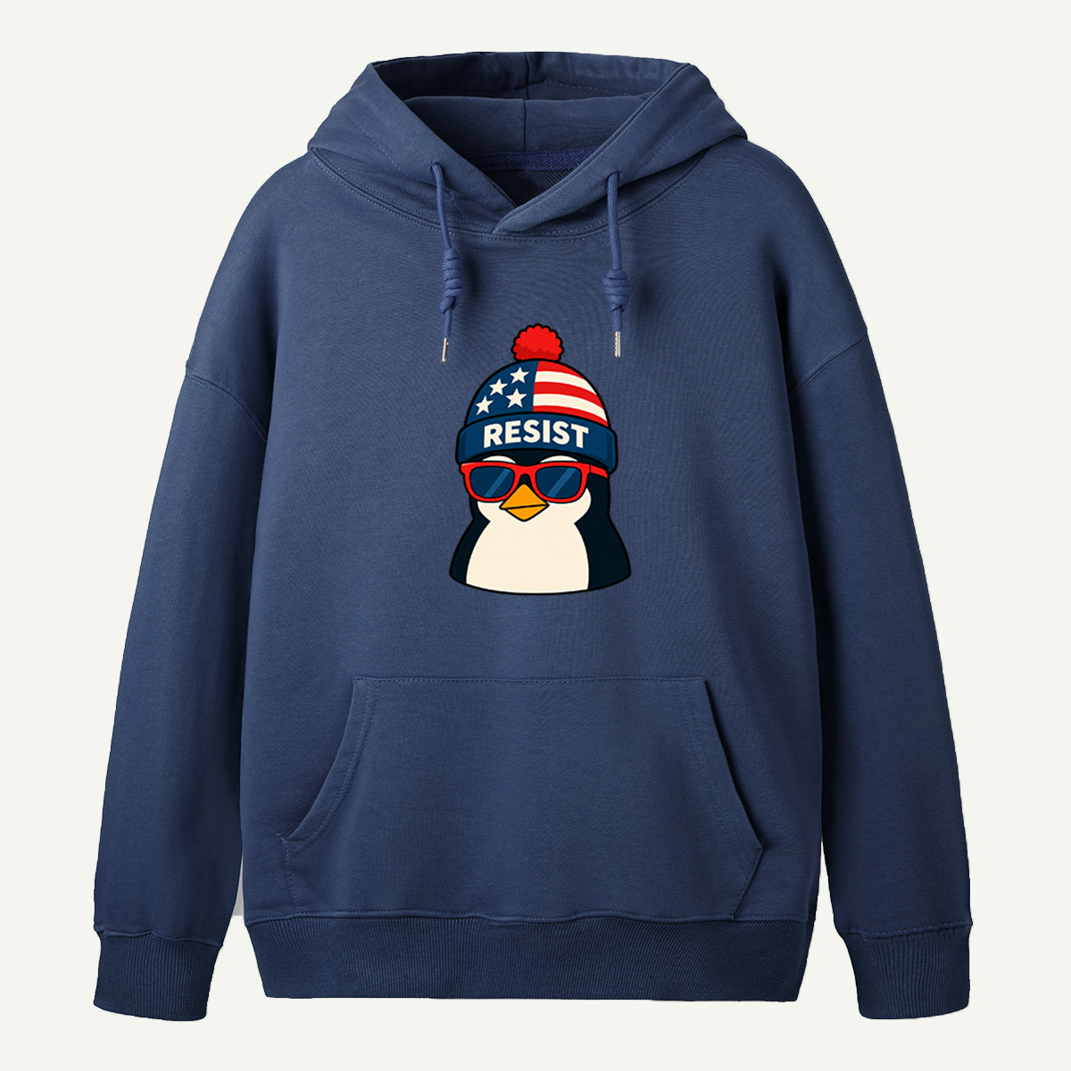 Resist Penguin Wearing American Flag Winter Beanie And Sunglasses Hoodie