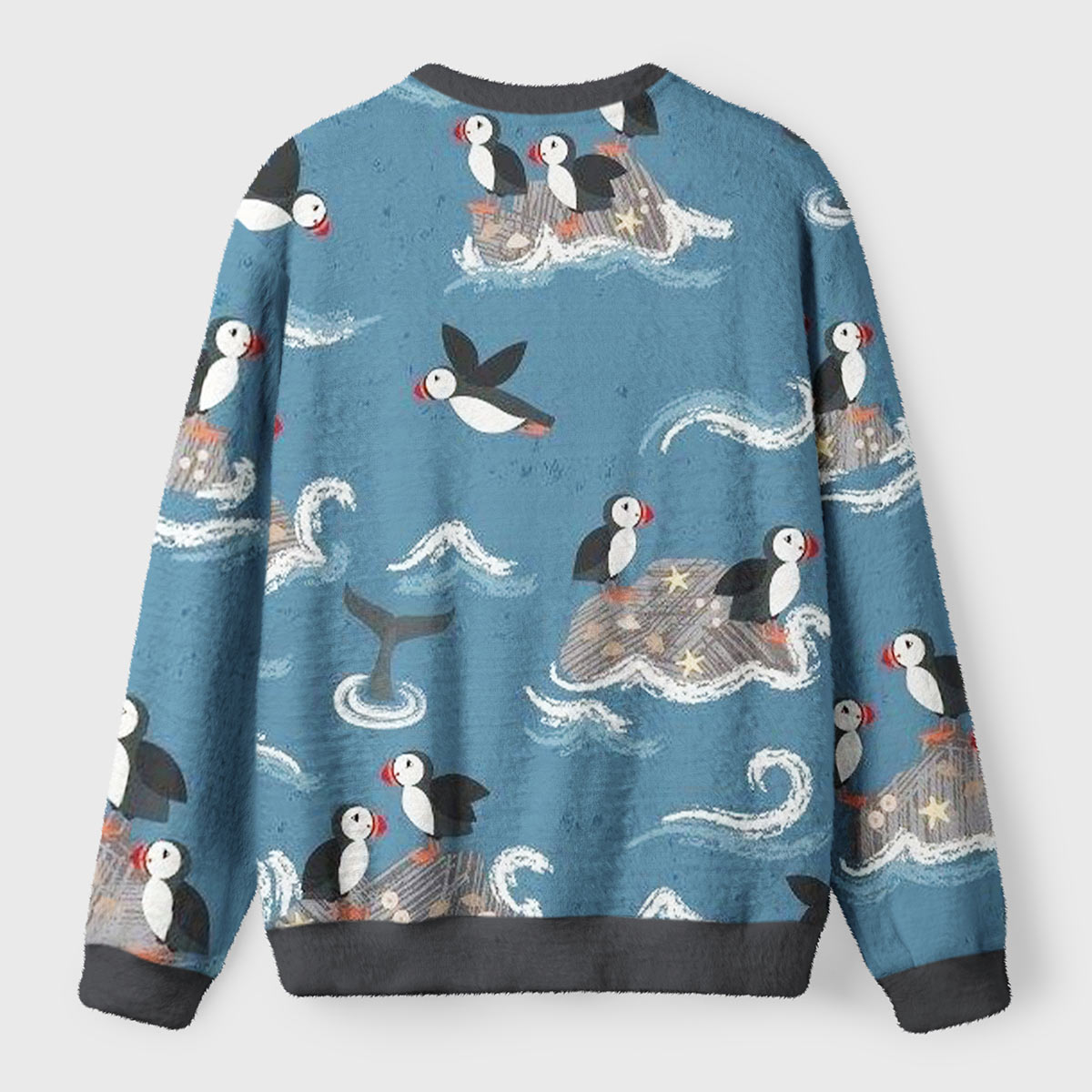 Puffin Party at Sea Ugly Fuzzy Fleece Sweatshirt