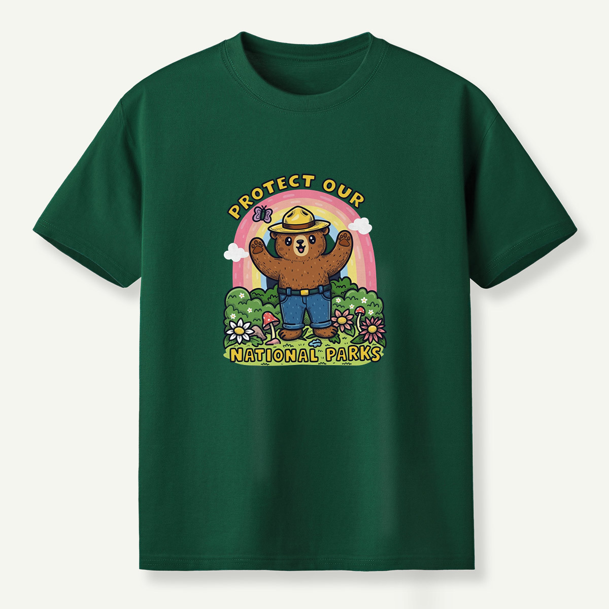 Protect Our National Parks Ranger Bear Garden Scene T-Shirt