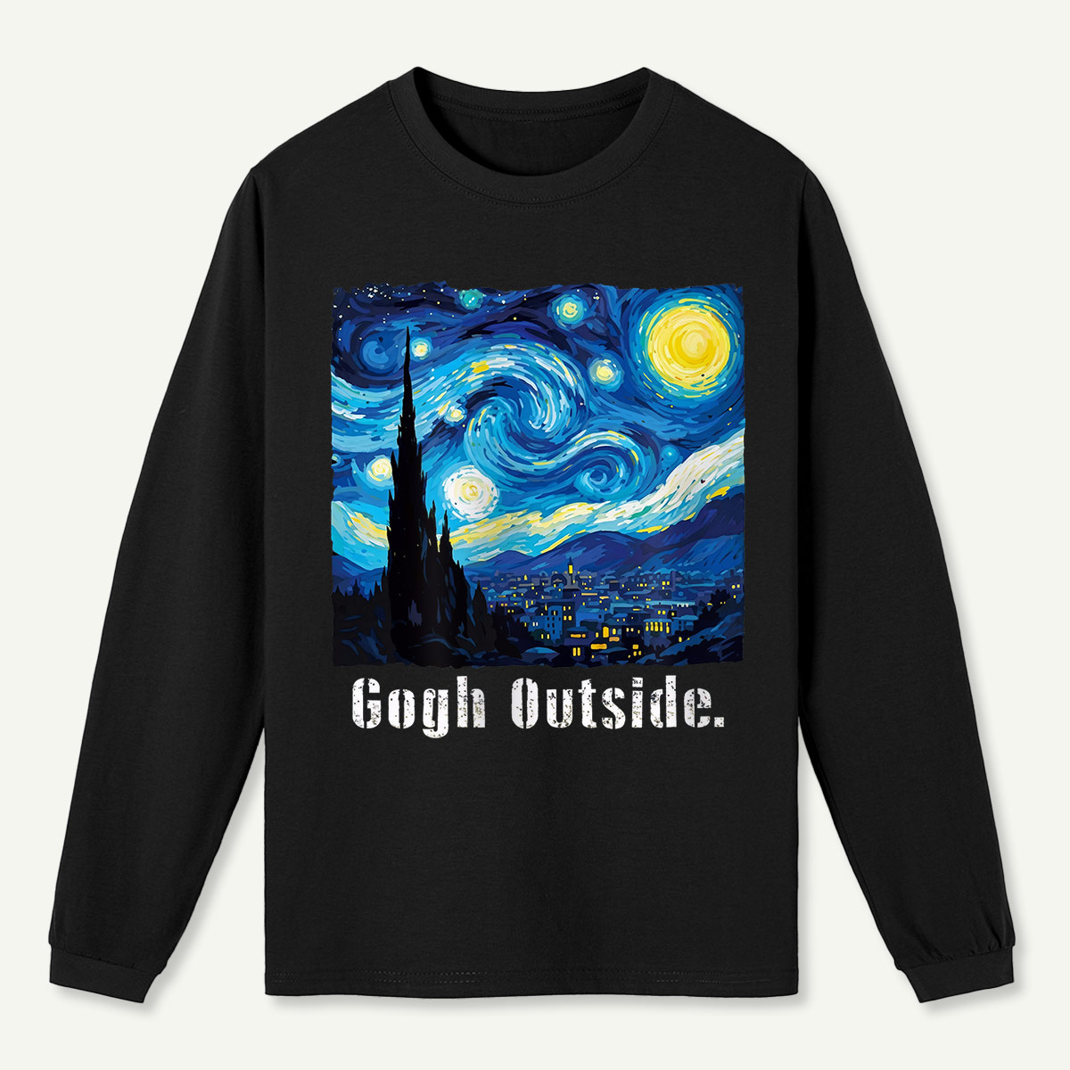 Swirl Night Sky Gogh Outside  Long Sleeve T-Shirt