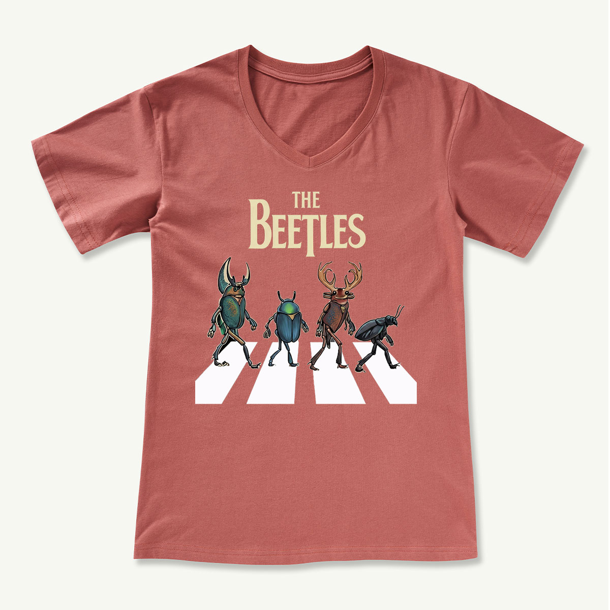 The Beetles Funny Insect Band V-neck T‑Shirt
