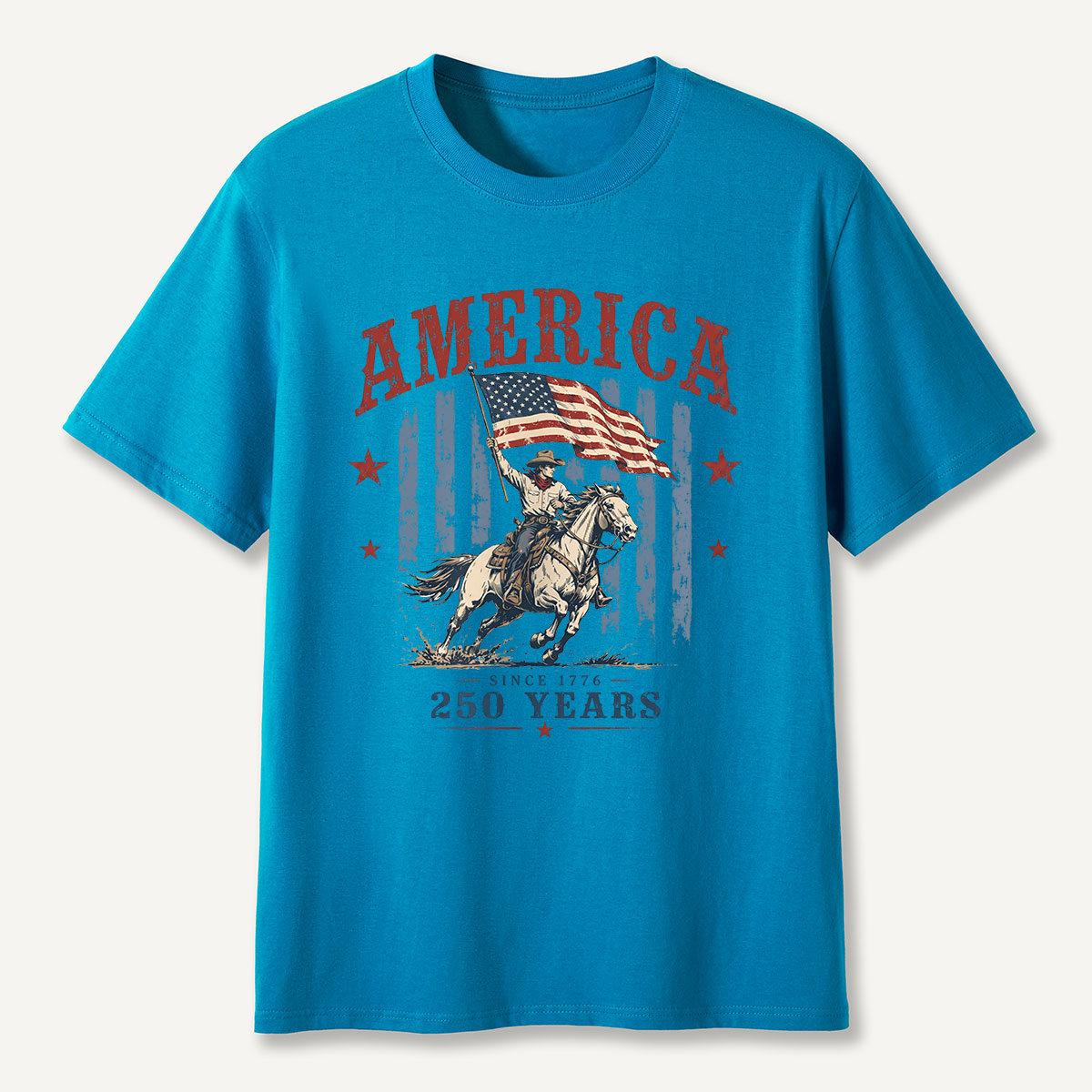 America Since 1776 250 Years Cowboy Riding Horse Flag T‑Shirt