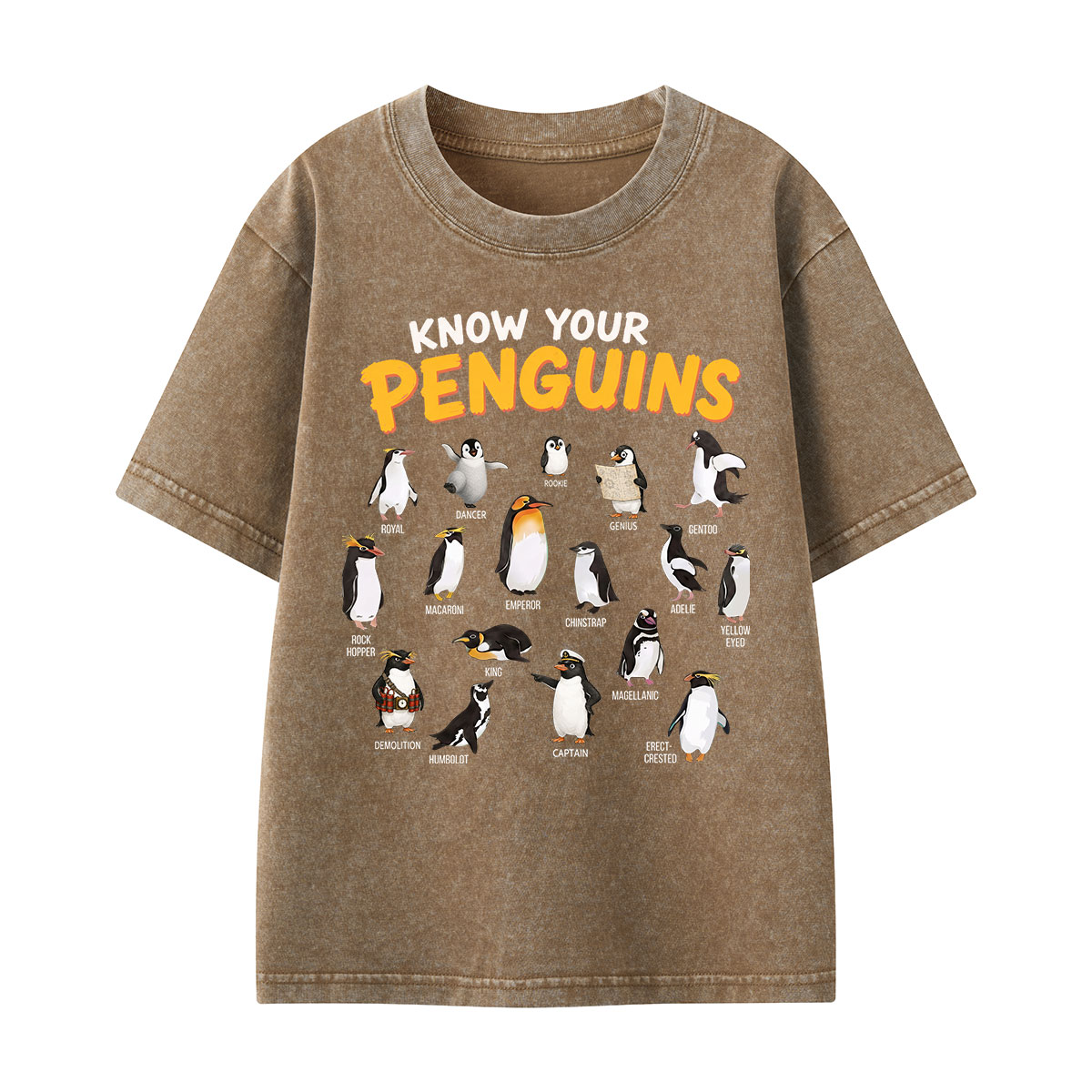 Know Your Penguins Penguin Species Kids Washed T-Shirt