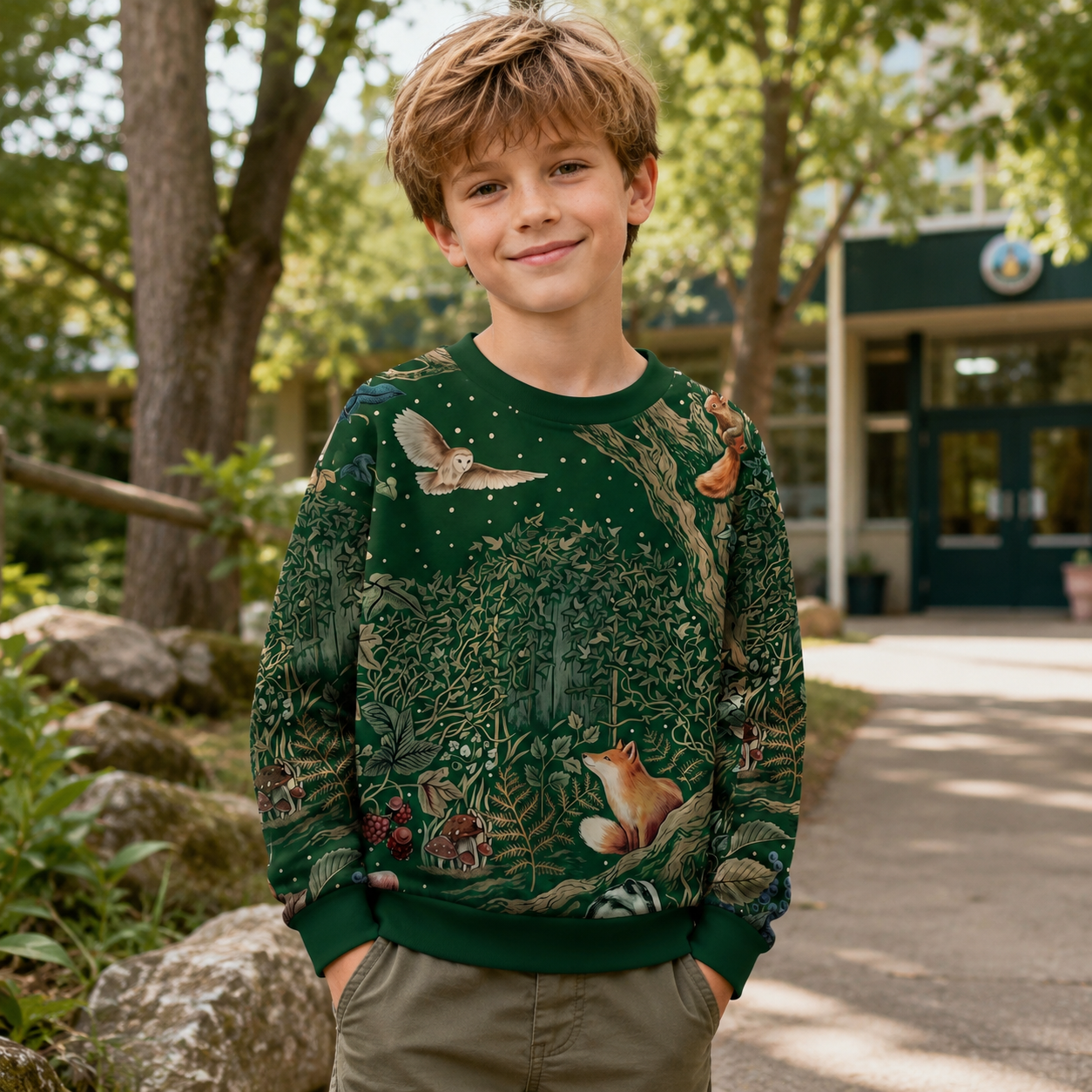 Woodland Tapestry Animal Kids Premium Eco Sweatshirts