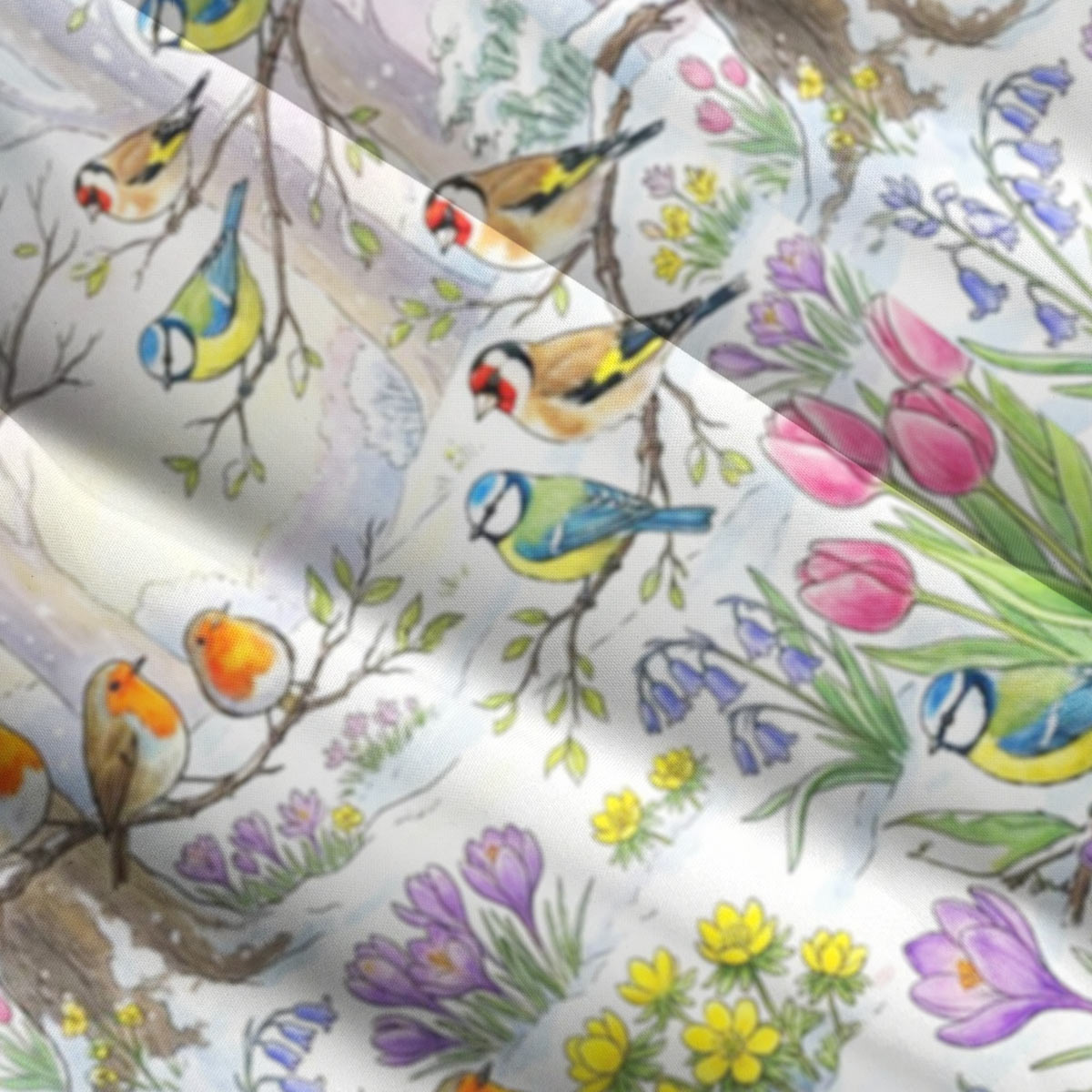 Spring Garden Birds and Floral Straps Maxi Dress With Pockets