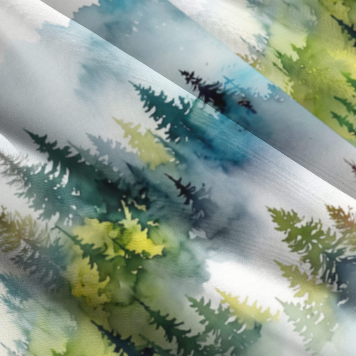 Watercolor Misty Mountain Forest Straps Maxi Dress With Pockets