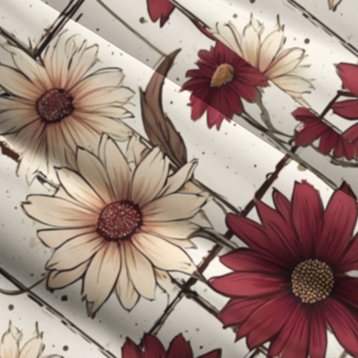 Vintage Crimson Daisy Straps Maxi Dress With Pockets