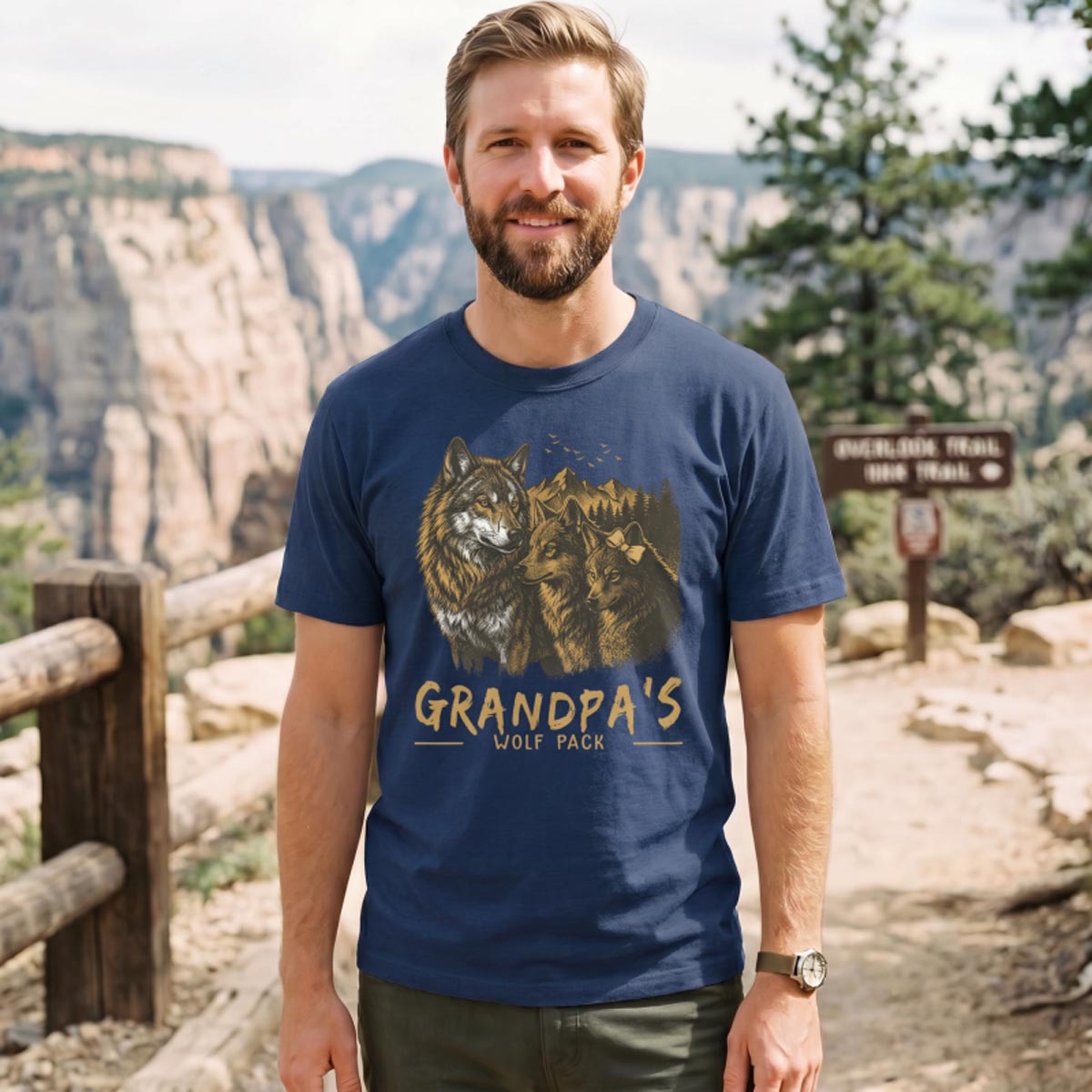 Grandpa’s Wolf Pack Mountain T-Shirt