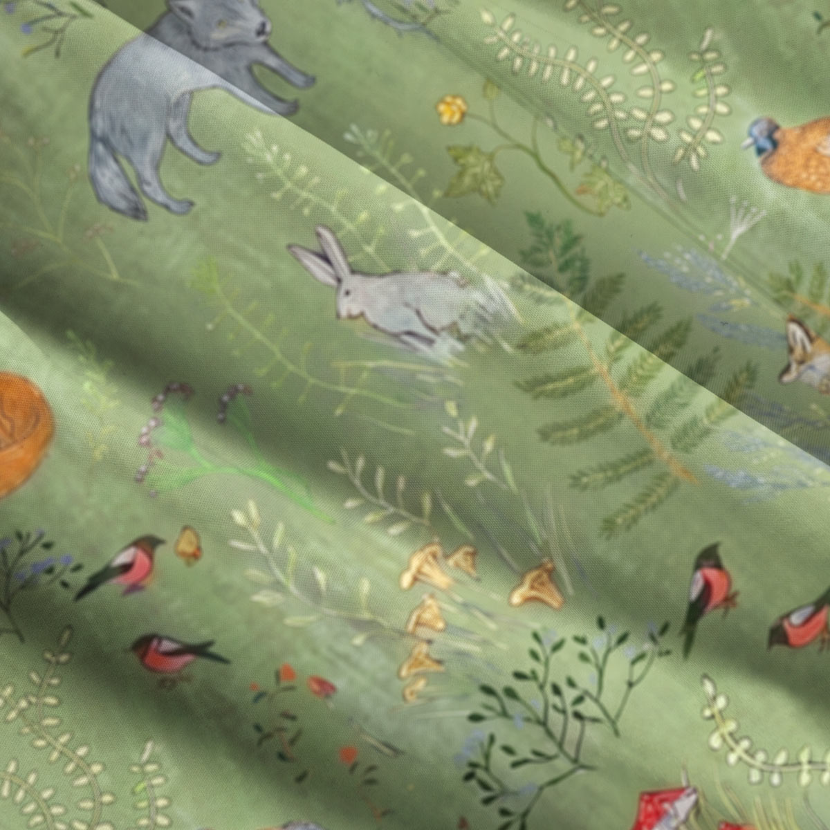 Woodland Animals and Mushrooms Straps Maxi Dress With Pockets