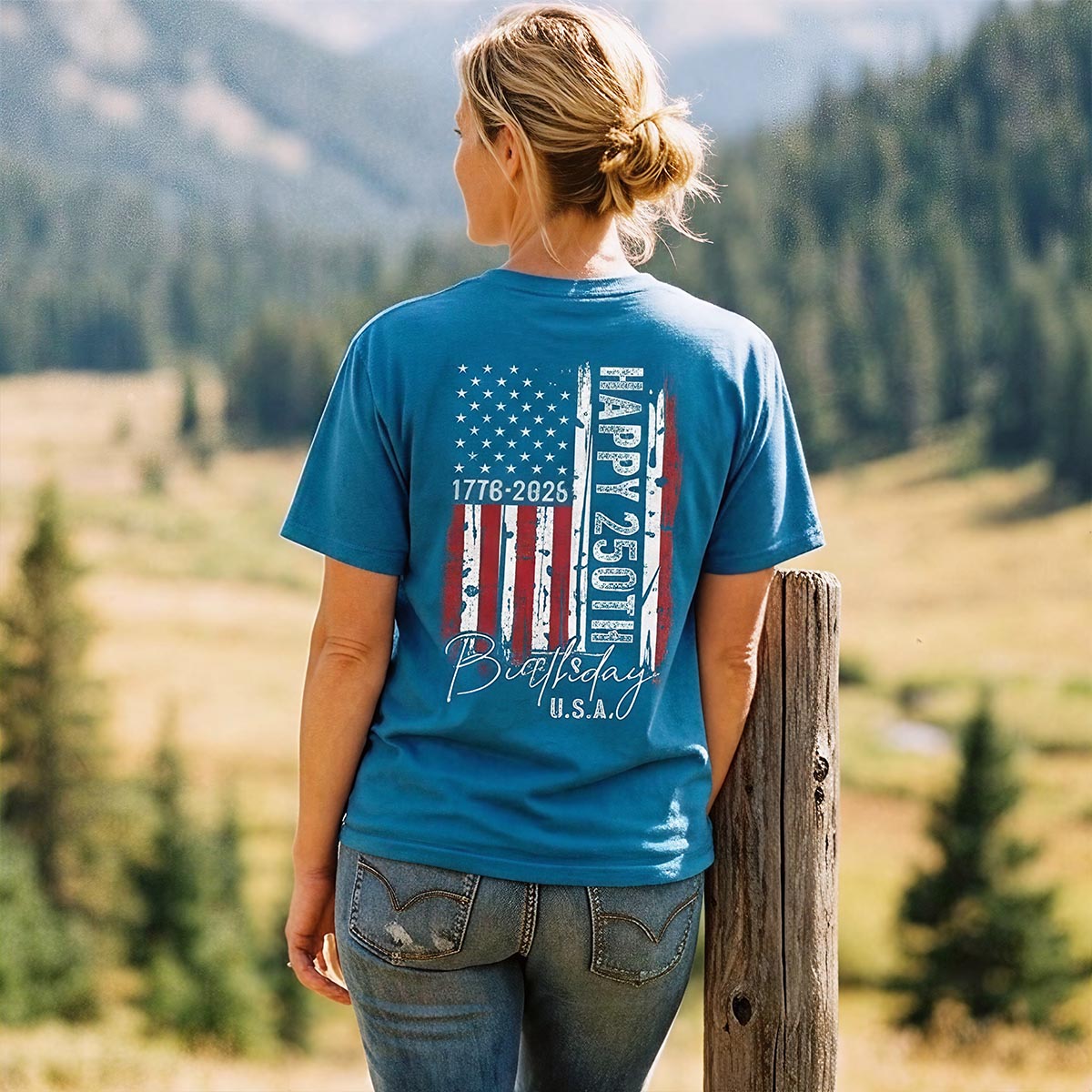 Happy 250th Birthday USA 1776‑2026 American Flag T-Shirt