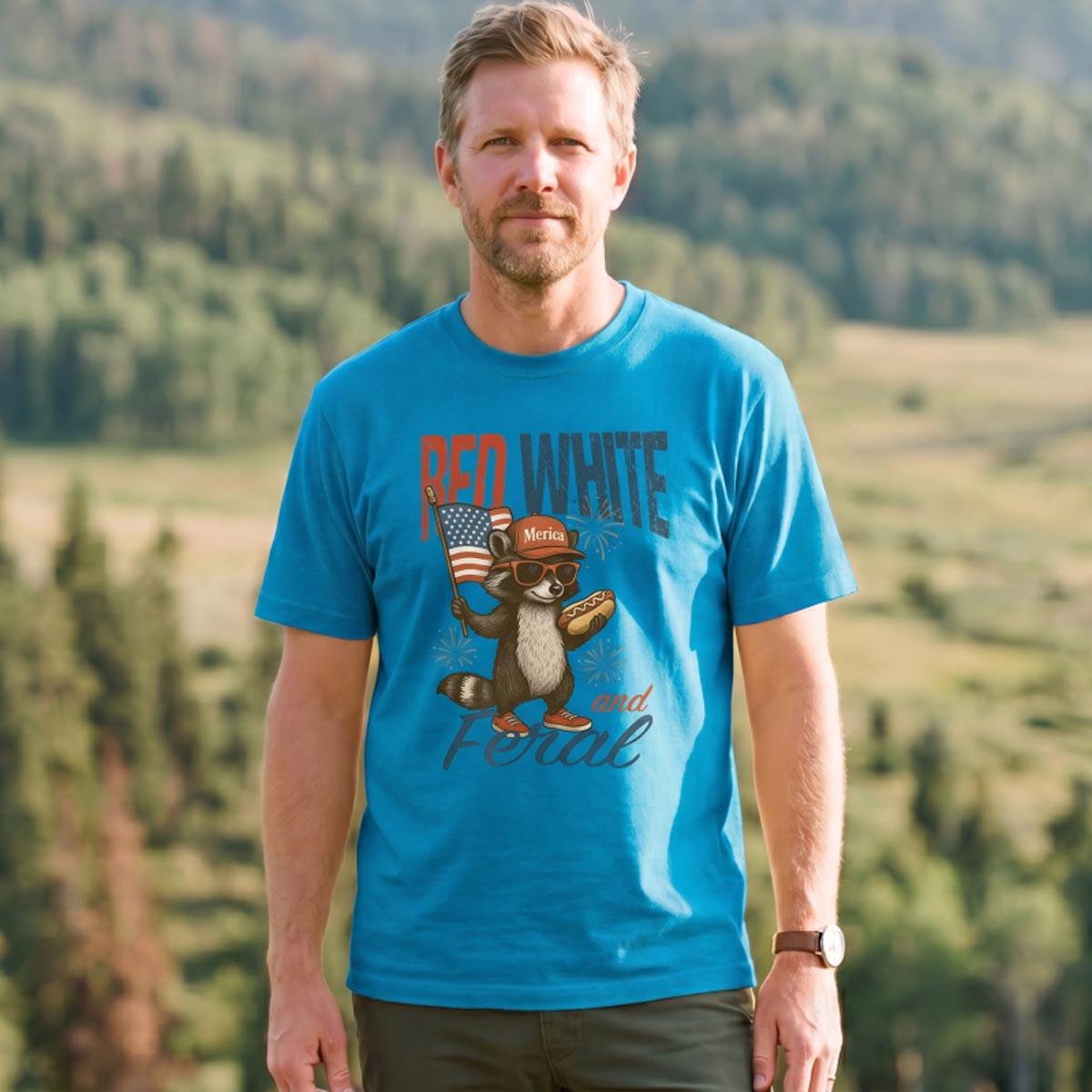 America Flag Raccoon T-Shirt